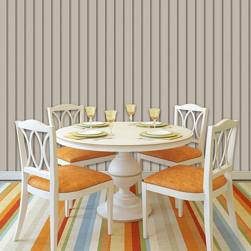 Papel De Parede Efeito Ripas Bege Claro Lavável Adesivo