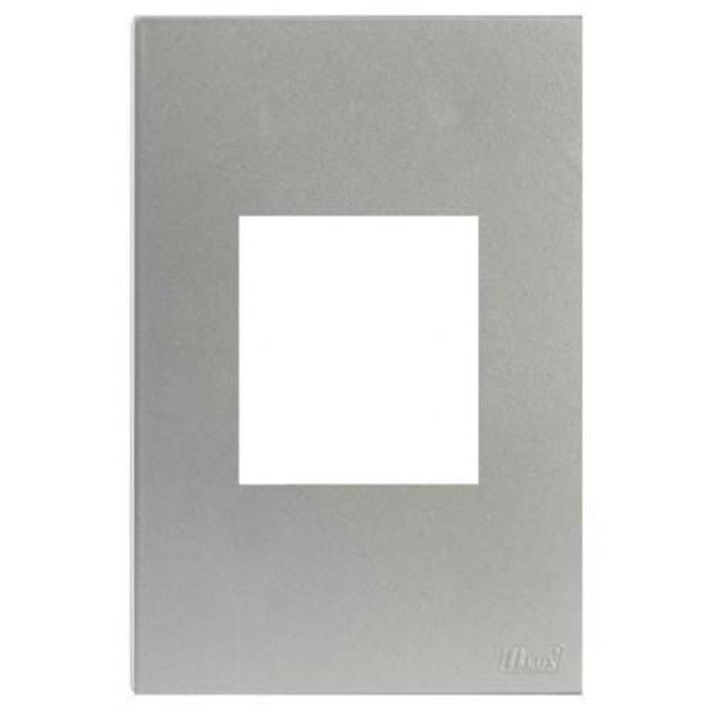 Placa 2 Modulos Juntos Com Suporte 4X2 Recta Prata Gloss