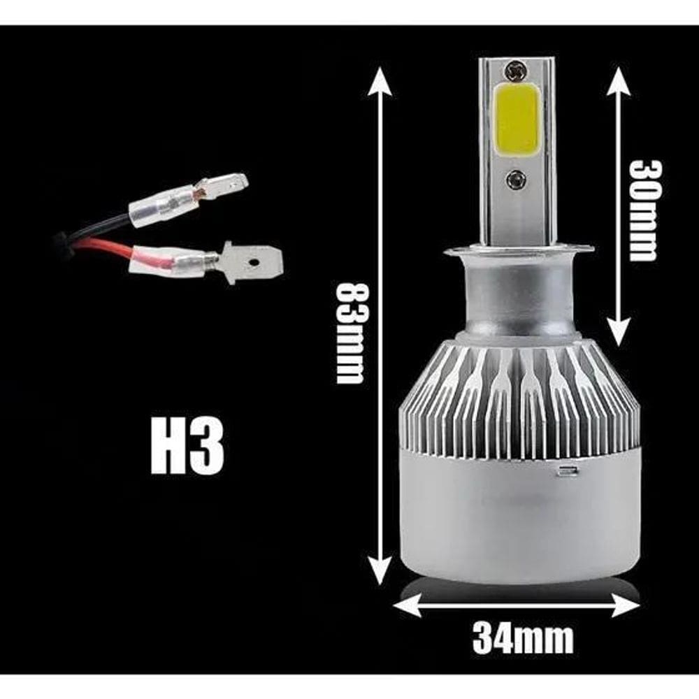 Lampada Farol Led Automotiva H3 6000K 3600 Lumens 12V A 24V
