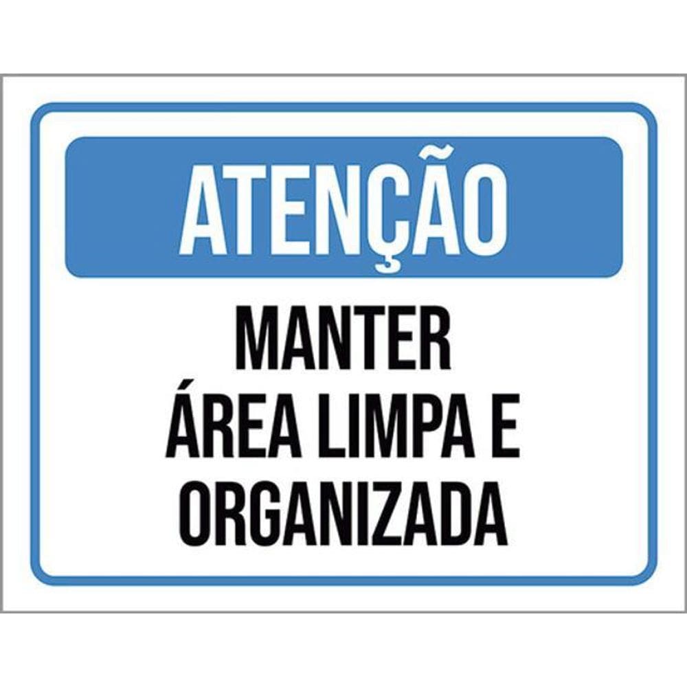Kit 10 Placa Azul Manter Área Limpa Organizada 36X46