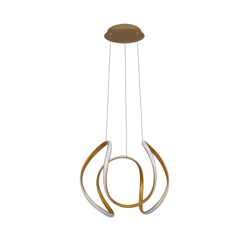 Lustre Pendente Led Moderno Onda Dourado 36W 3000K Fita - Sl