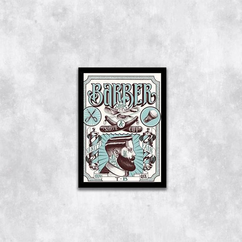 Quadro Barber Shop Vintage Style 24X18Cm
