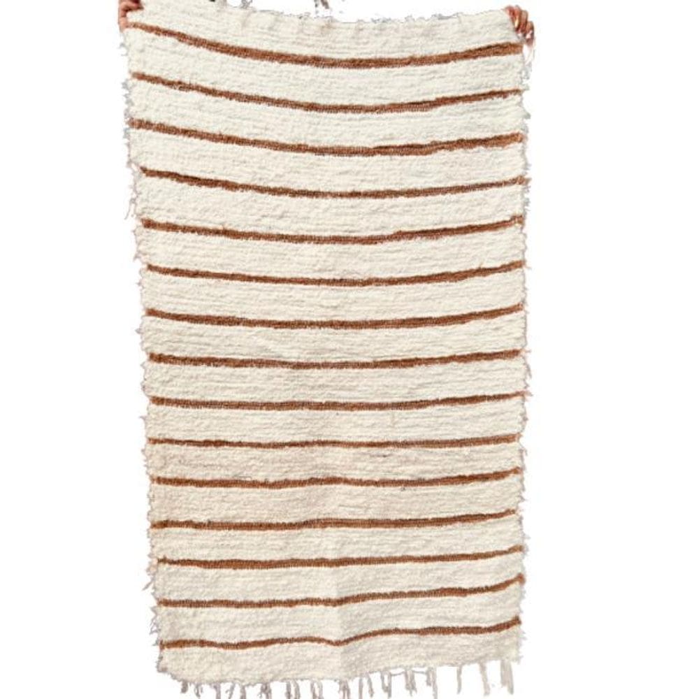 Tapete Médio Felpudo Listra Fina Bege 0,80X1,50M Boho