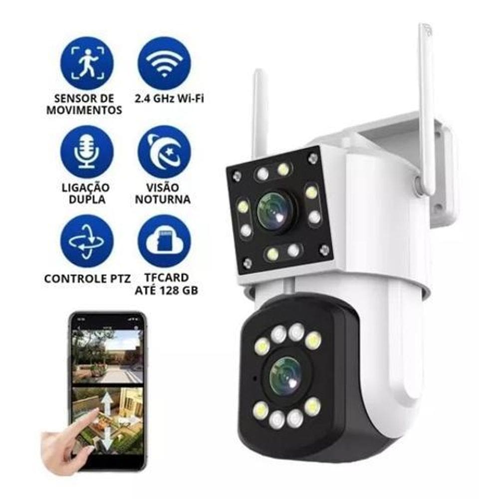 Câmera Segurança Wi-Fi 8MP 360° + Detecção Movimento