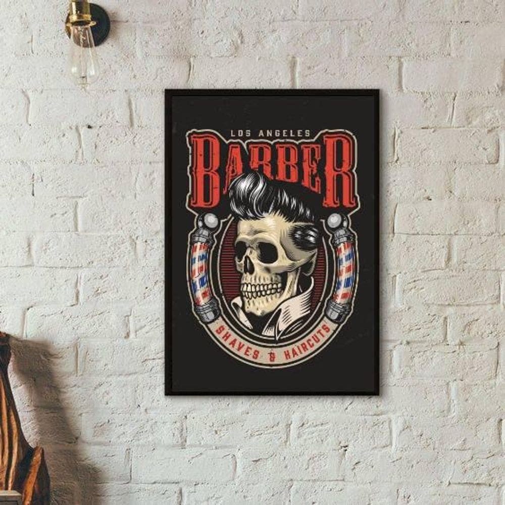 Quadro Decorativo Barber Shop Los Angeles 45X34Cm
