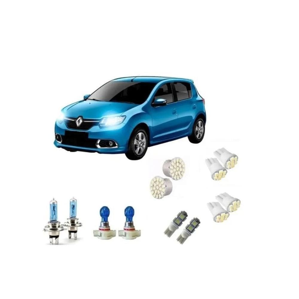 Sandero 2011 A 2014 H4 E H16 +Leds Kit 12 Lampadas Completo