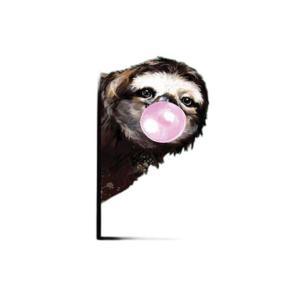 Quadro Bicho Preguiça Bubble Gum 33X24Cm - Madeira Preta