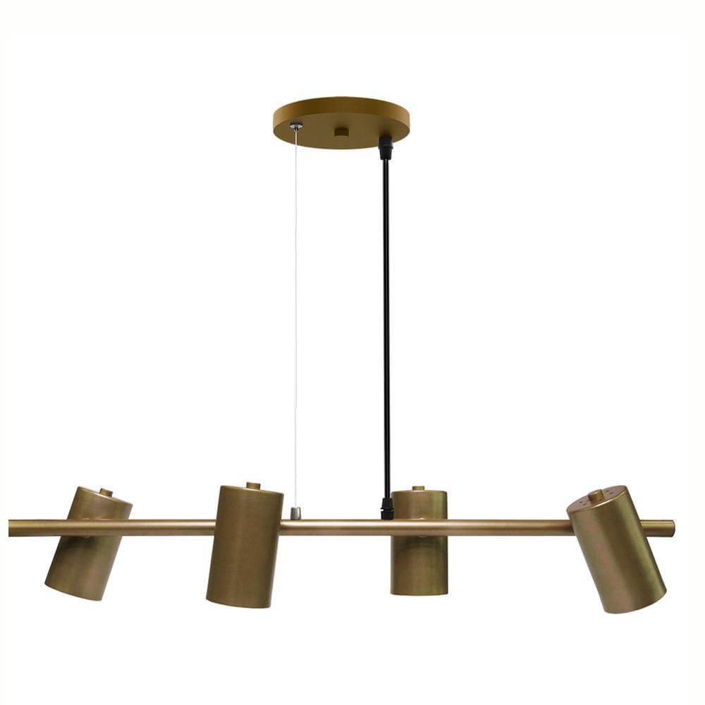 Lustre Pendente Taschibra Foccus Ouro Para 4 Lâmpadas Bivolt