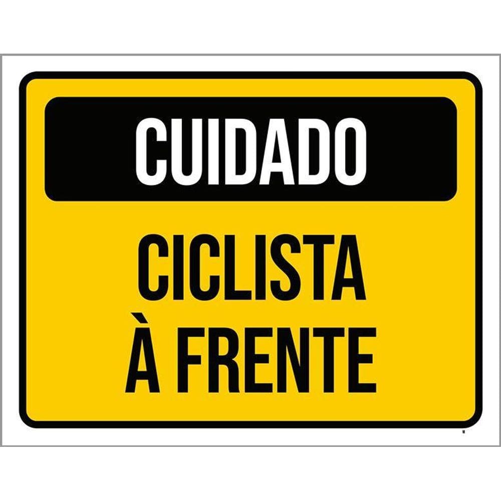 Placa De Sinalização - Cuidado Ciclista À Frente 36X46