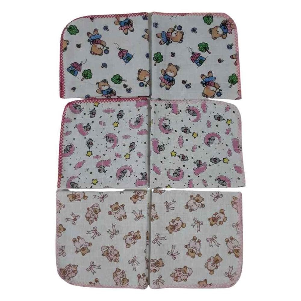 Fraldinha De Boca Quadriculada 33X33Cm C/Croche Rosa