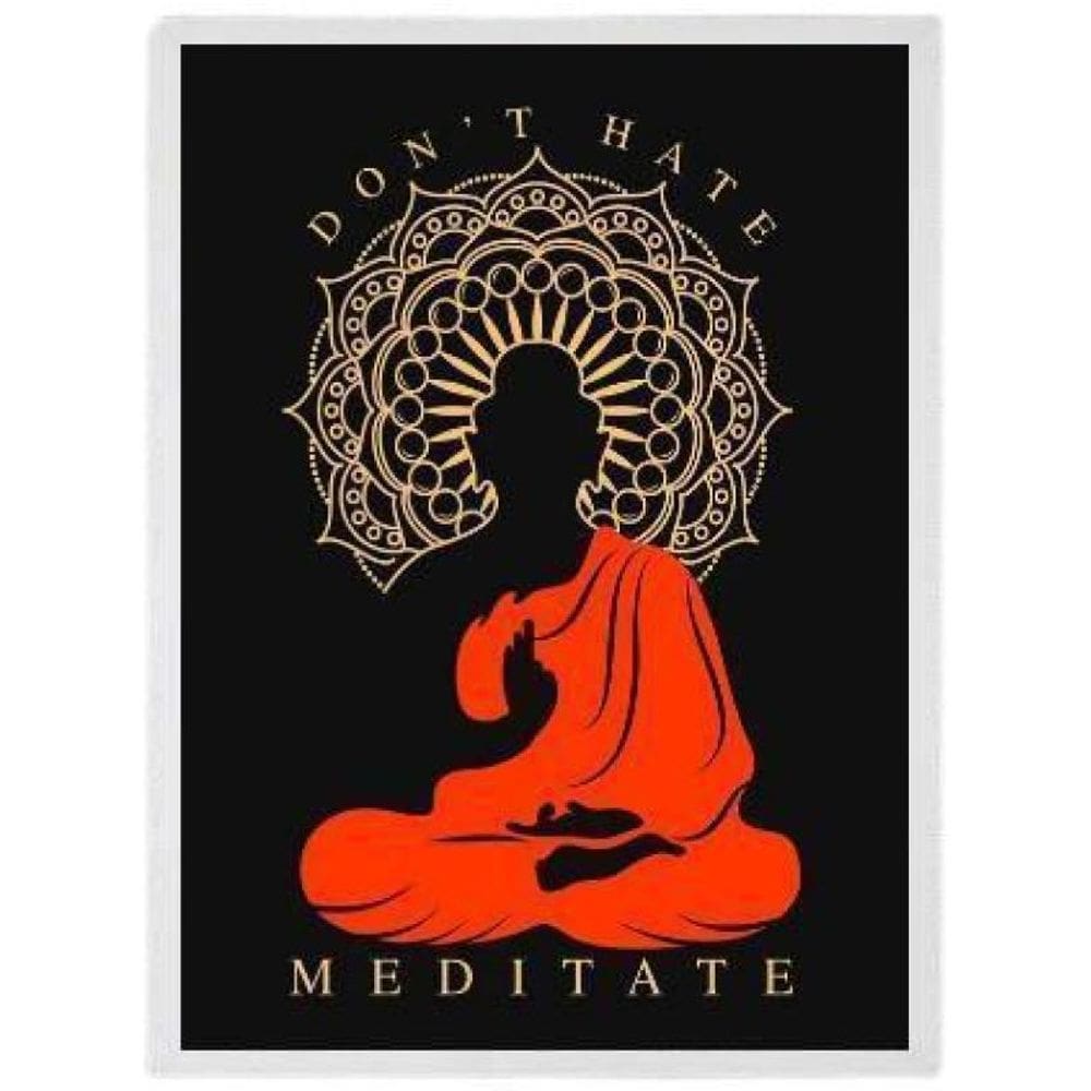 Quadro Decorativo Meditação Meditate 45X34 C/Vidro - Branca