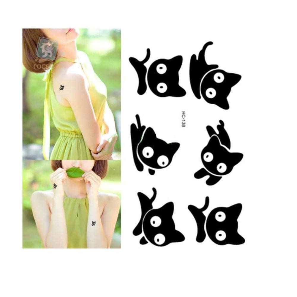 Tatuagem Temporária Delicada 2 Gatos Colorido