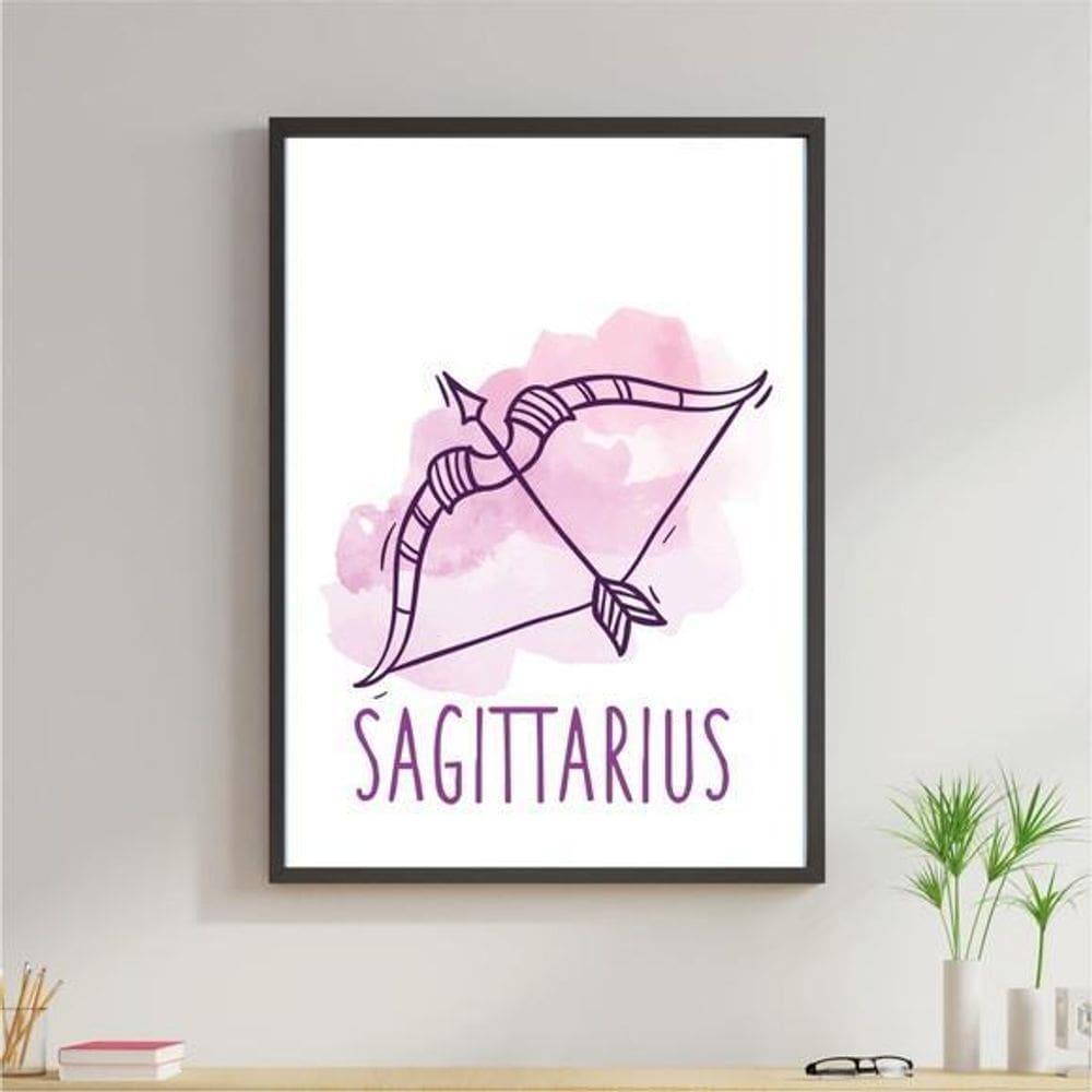 Quadro Signos Aquarela - Sagitário 33X24Cm - Com Vidro
