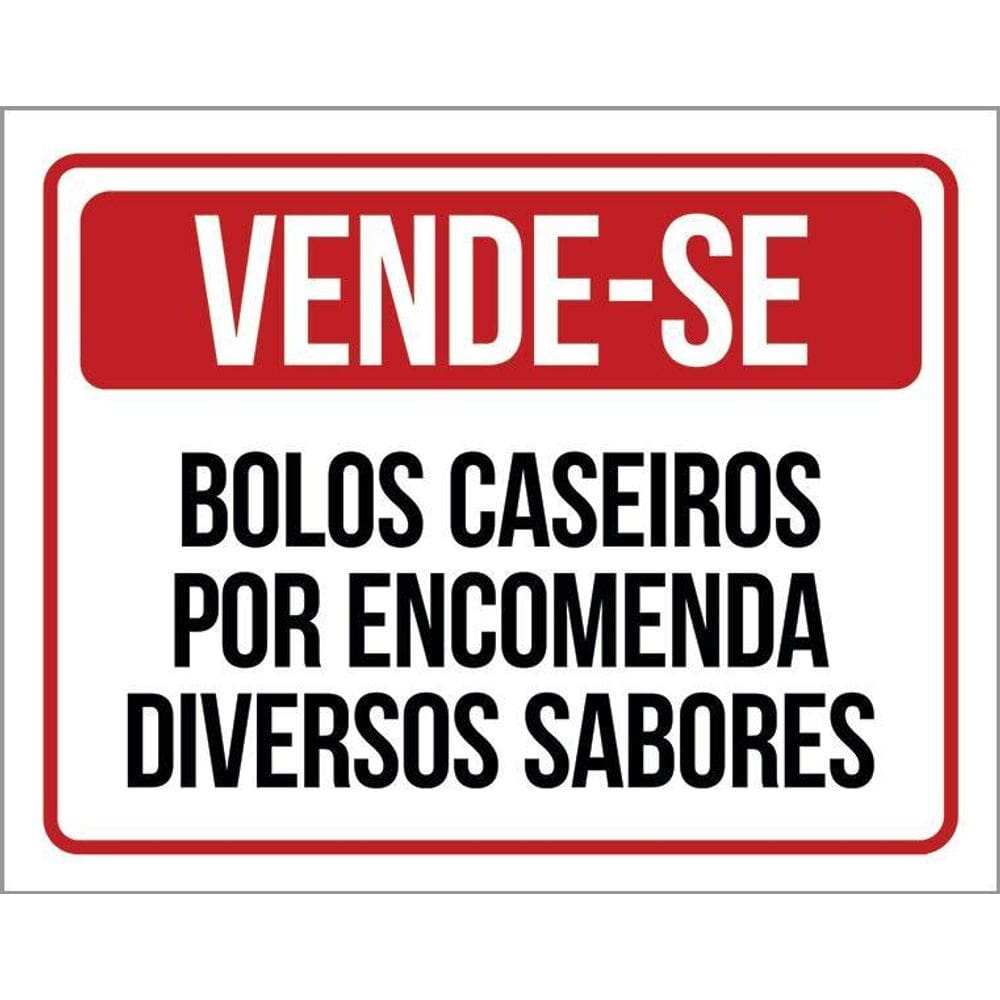 Kit 3 Placas Vende-Se Bolos Caseiros Por Encomenda