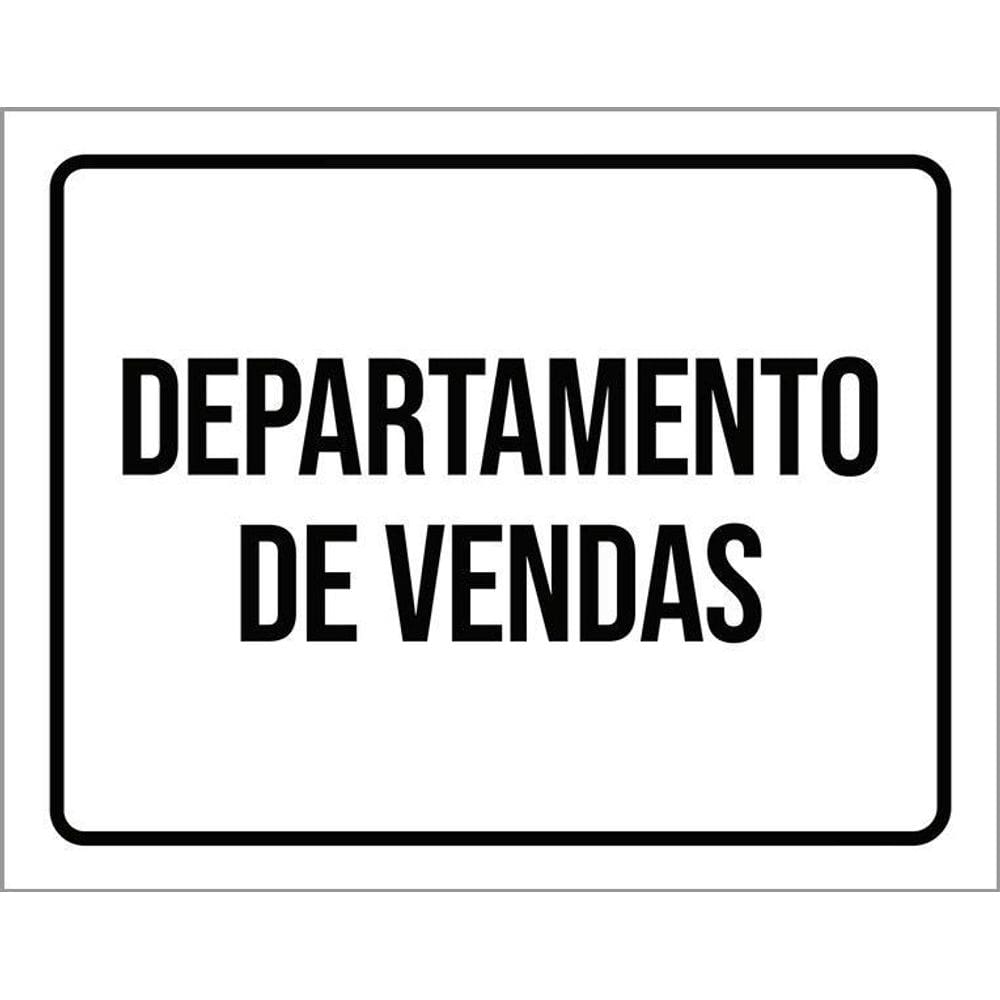 Placa Sinalização - Departamento De Vendas Preta 36X46