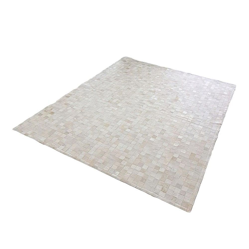 Tapete De Couro Branco Manteiga 2,00X2,50 M Sem Bordas