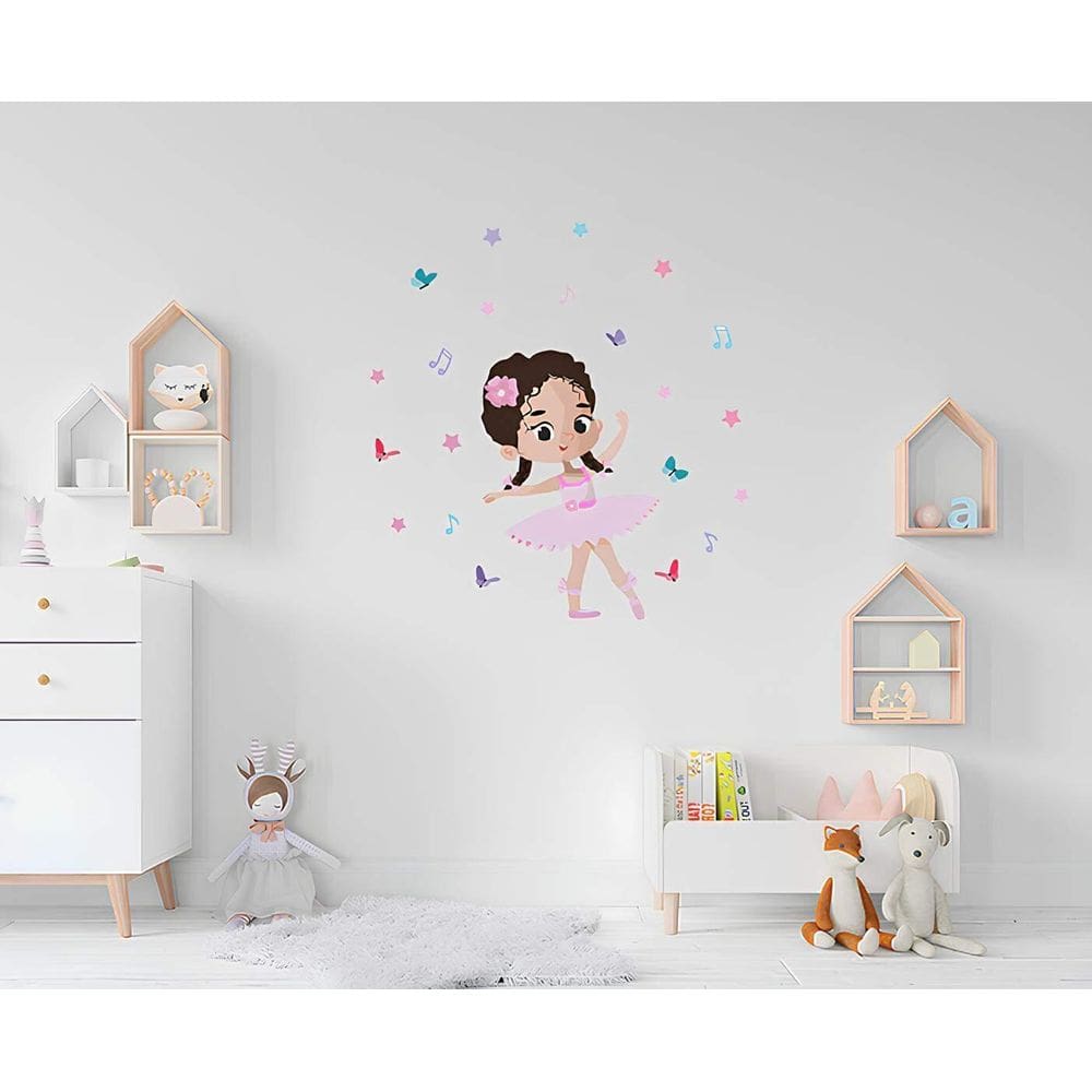 Adesivo De Parede Bailarina Com Notas Musicais Mod01