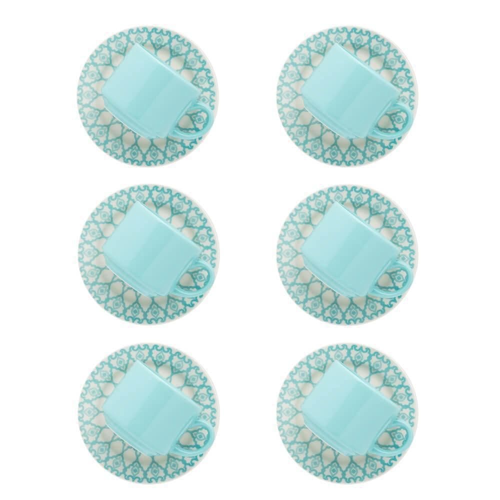 Conjunto De 6 Xícaras Grandes 200Ml Com Pires Donna Mandala