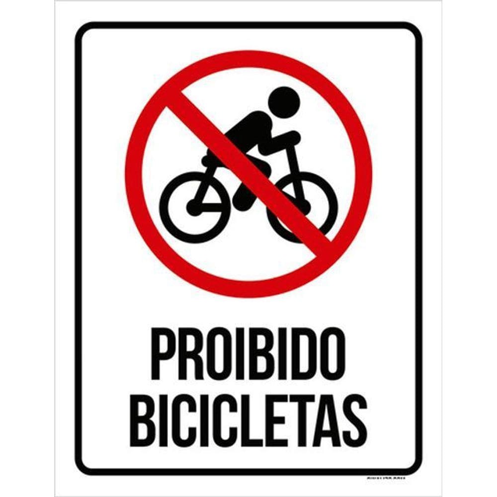 Kit 3 Placas Sinalização - Proibido Bicicletas