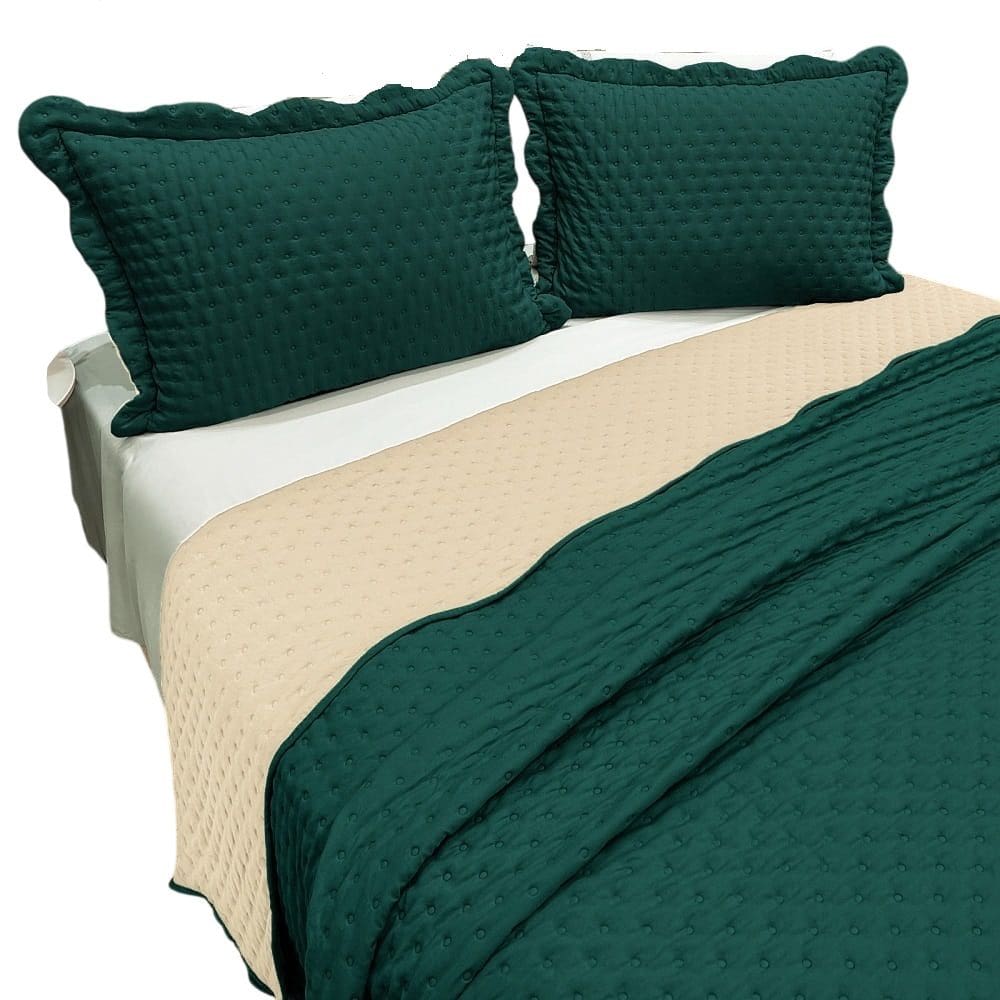 Cobre Leito King Vitoria Dupla face 3pç 100% Poliéster - Petrol