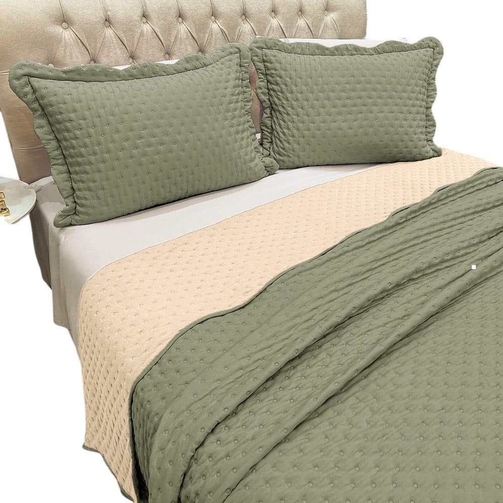 Cobre Leito Solteiro Vitoria Dupla face 2pç 100% Poliéster - Pistach