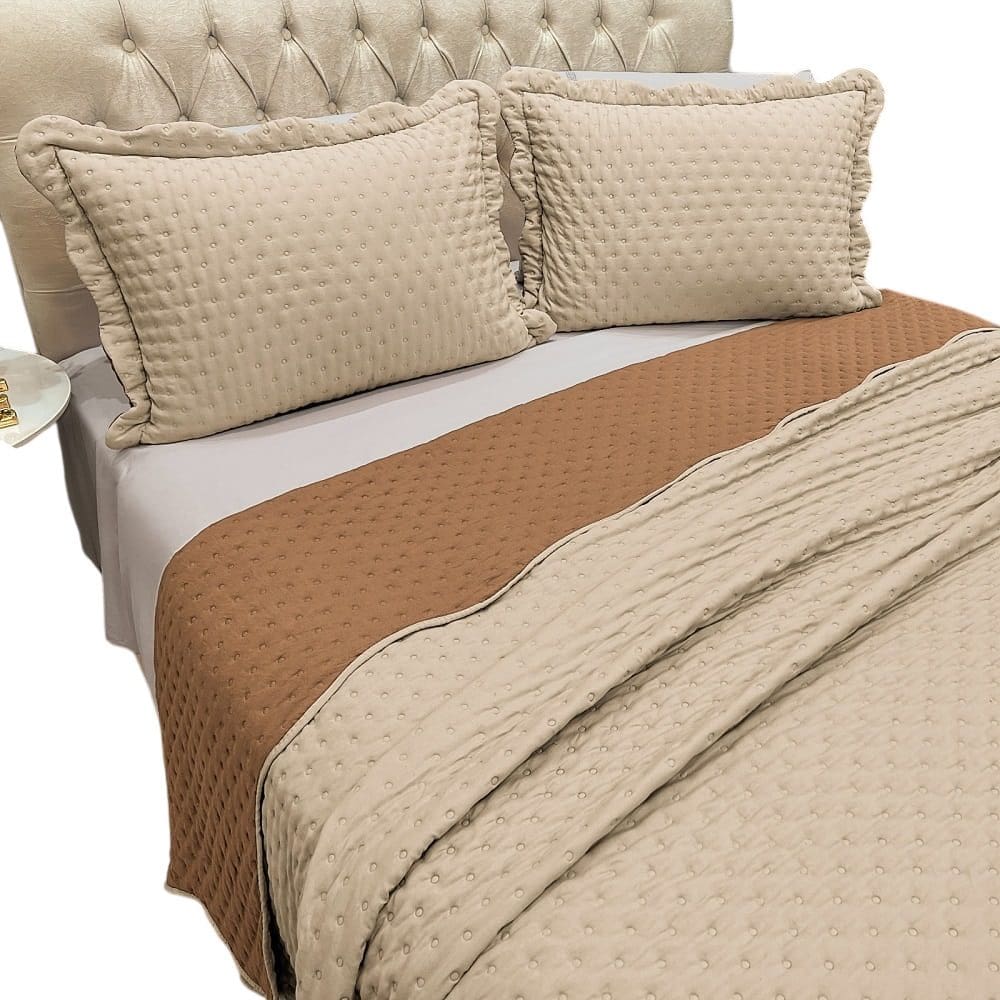 Cobre Leito King Vitoria Dupla face 3pç 100% Poliéster - Damasc