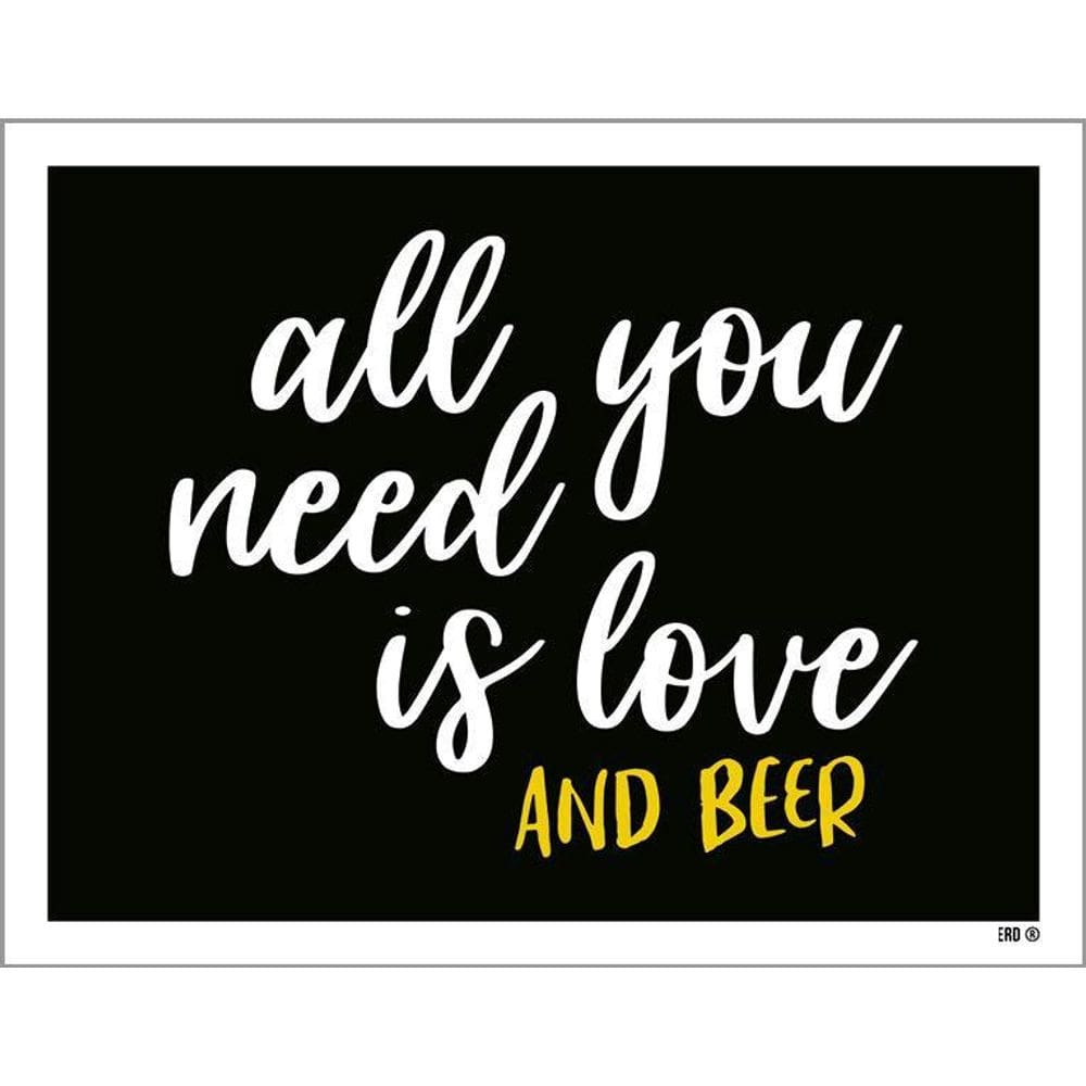 Placa Decorativa - All You Need Is Love And Beer 36X46