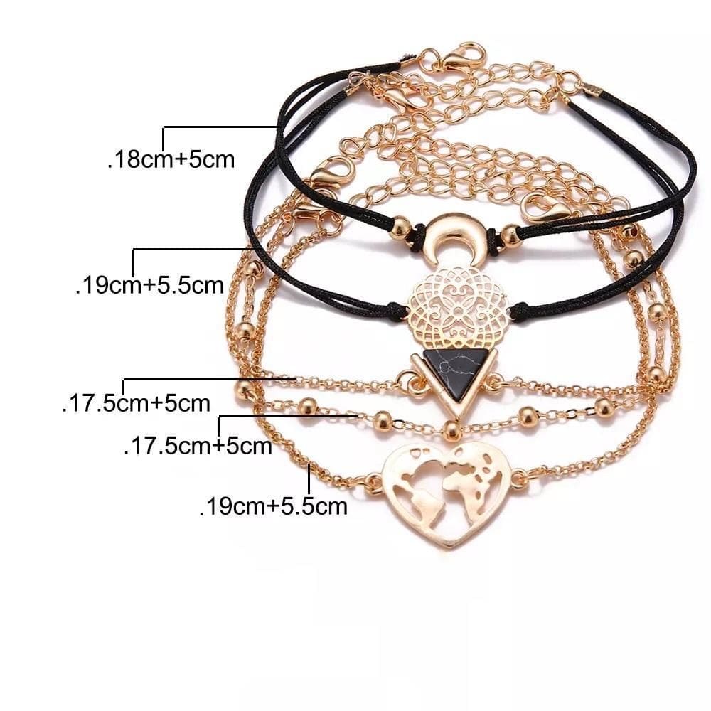 Pulseira 5 Peças Detalhes Azul Marinho Dourado G6641