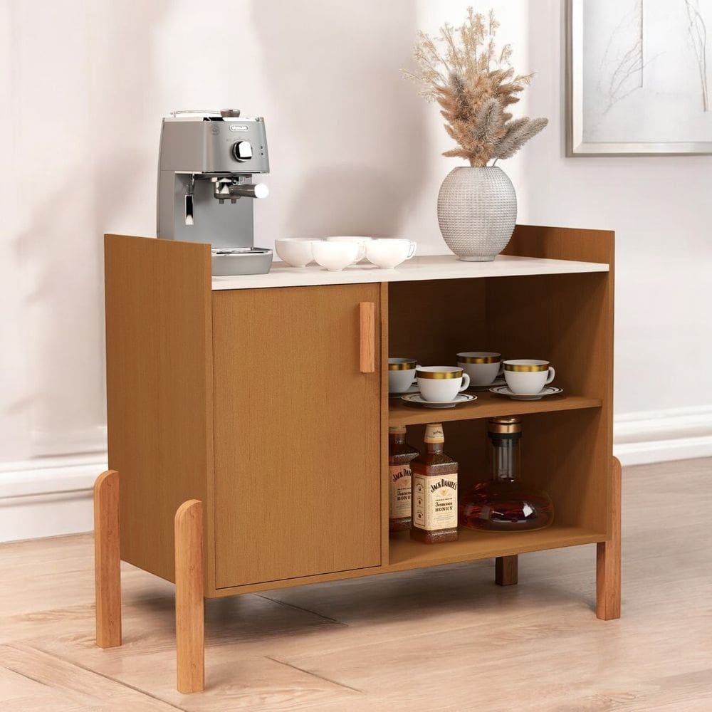 Aparador Buffet Cantinho Café 1 Porta Cedro Off White