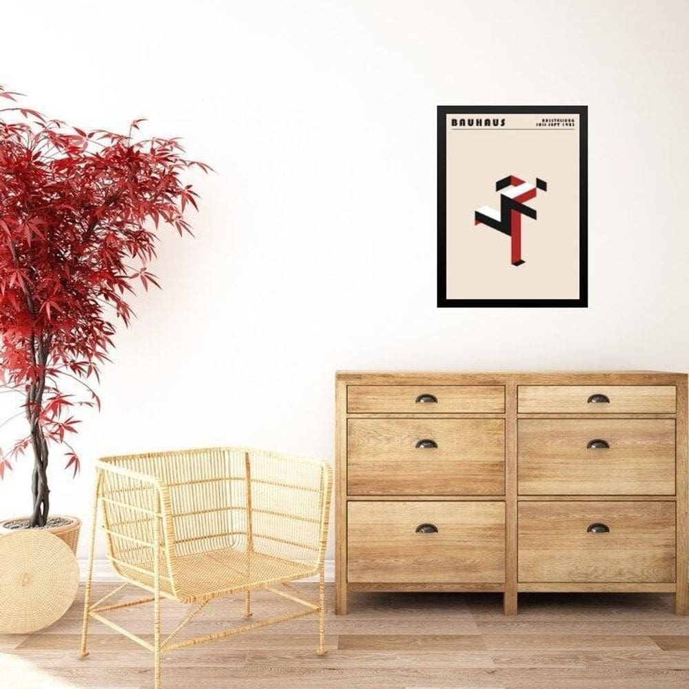 Quadro Bauhaus Red Poster - Running Man 24X18Cm - Com Vidro