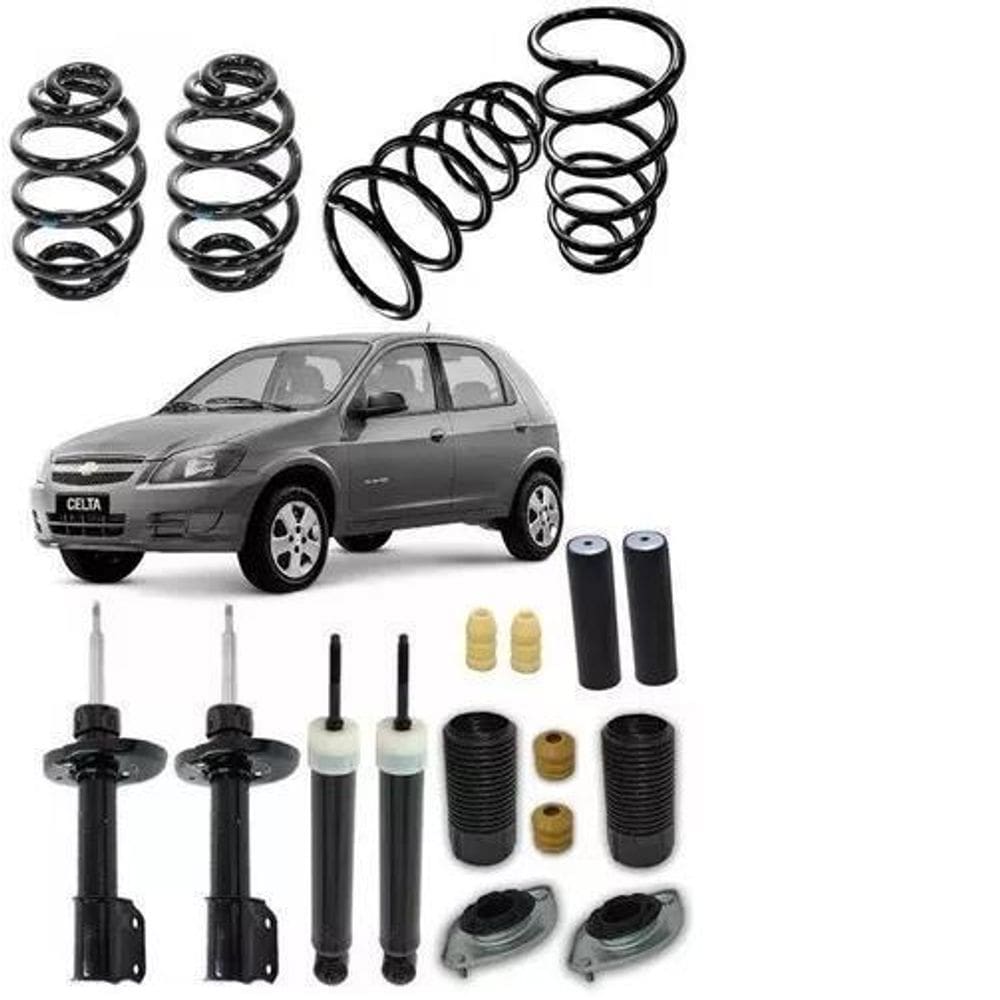 Kit Suspensão 4 Amortecedor+ 4 Molas+ 4 Batente Celta Prisma