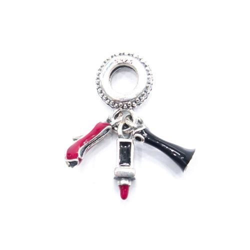 Berloque Pingente Fashionista Sapato, Vestido E Batom