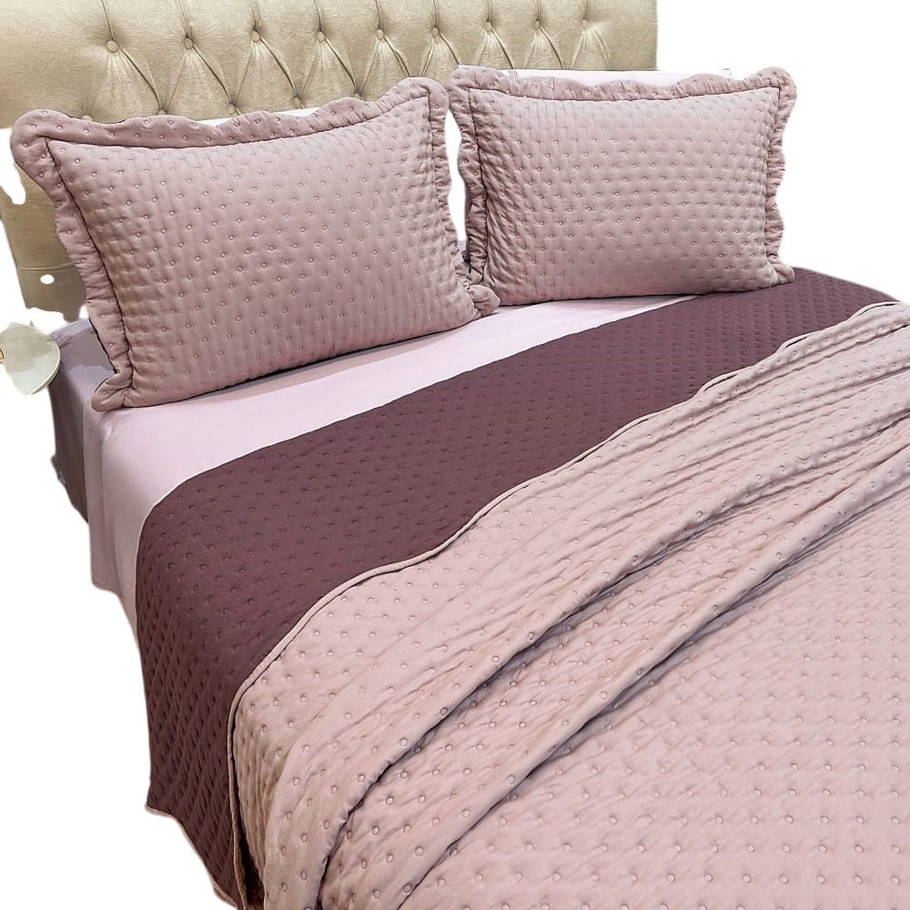 Cobre Leito Casal Vitoria Dupla face 3pç 100% Poliéster - Malva