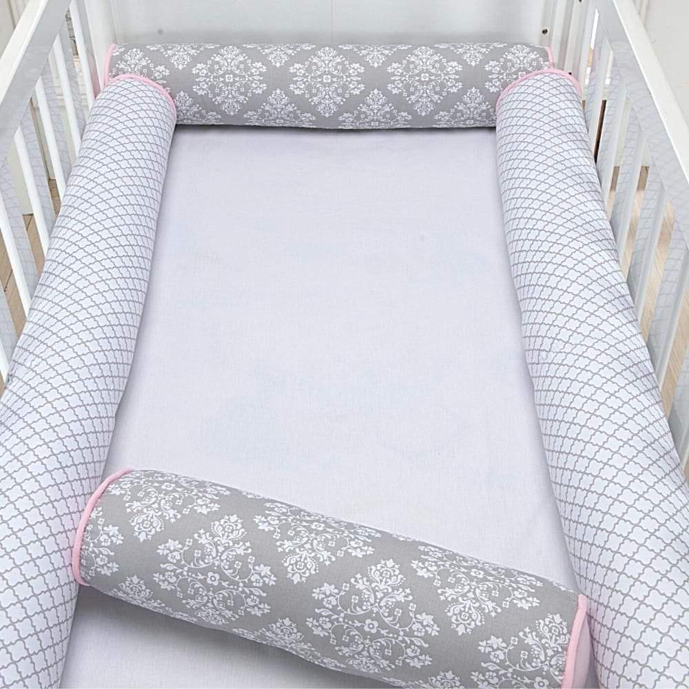 Kit Berço Americano 4 Rolos Arabesco Cinza