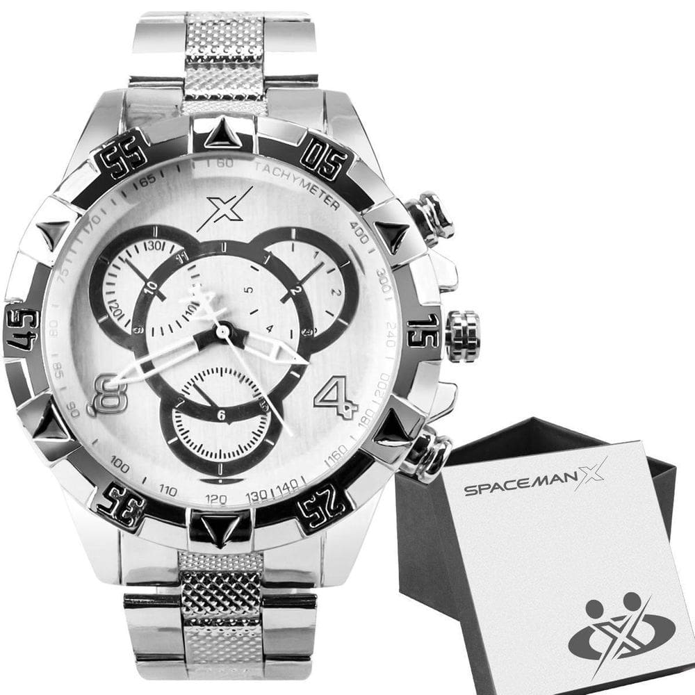 Relogio Masculino Aço Inoxidavel Prata + Caixa Premium