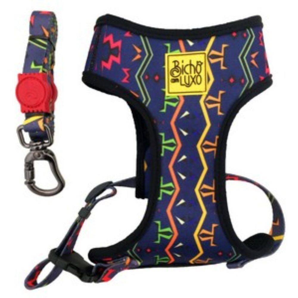 Guia E Peitoral Crush Evolution Para Cães Linha Luxo G Azul