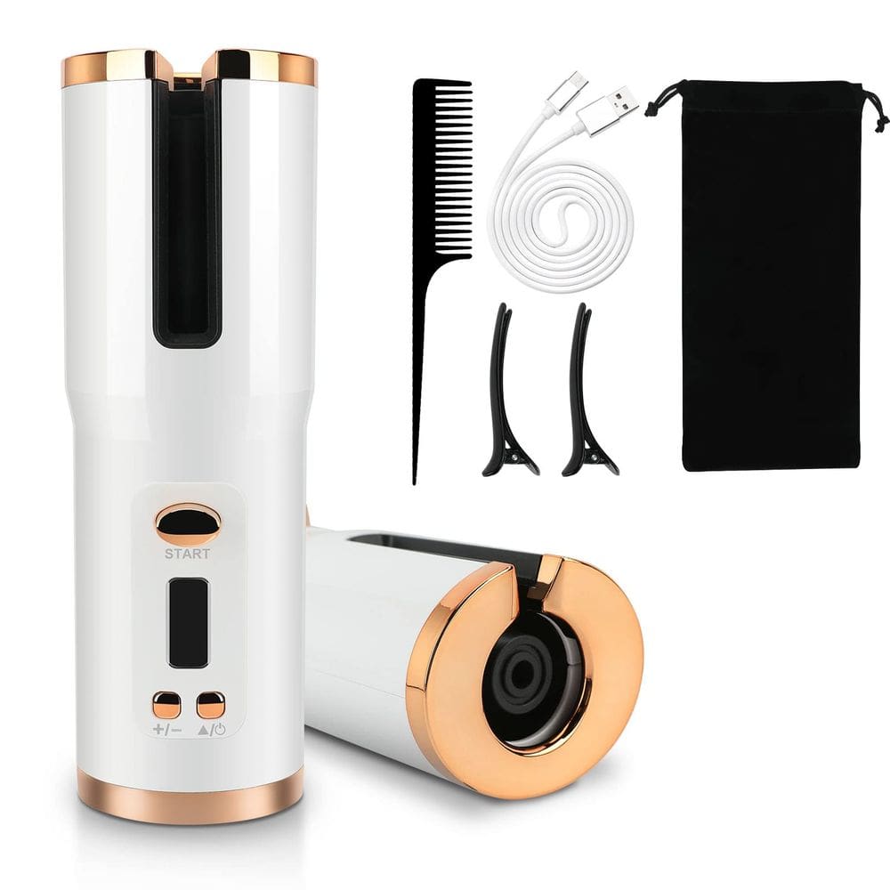 Curling Iron Augot Cordless Automático Recarregável Branco