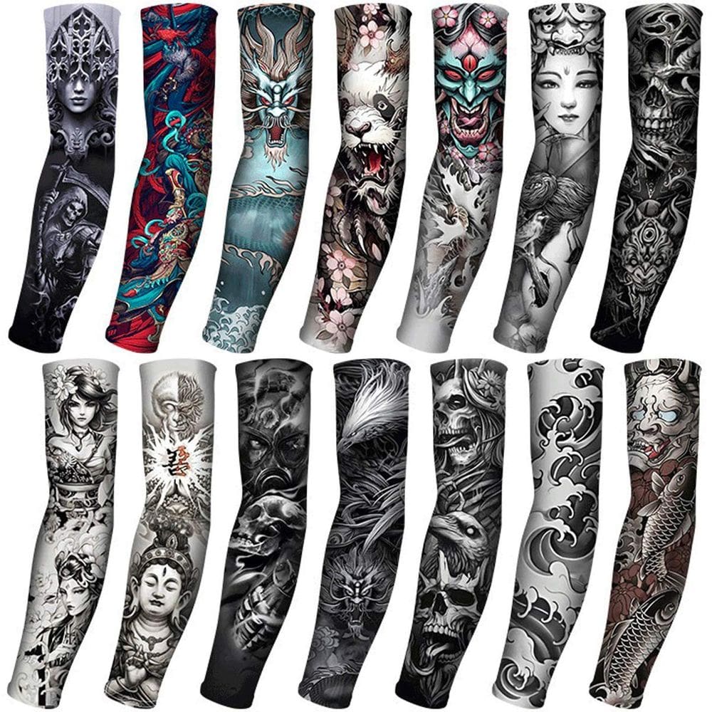 Mangas para Brazo PSMILE con Diseño de Tatuaje 3D y Protección UV (4 Pares)
