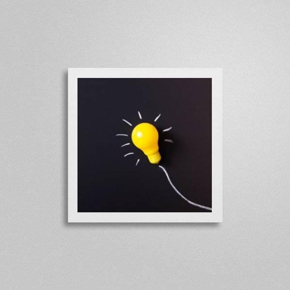 Quadro Decorativo Lâmpada Amarela 20X20Cm