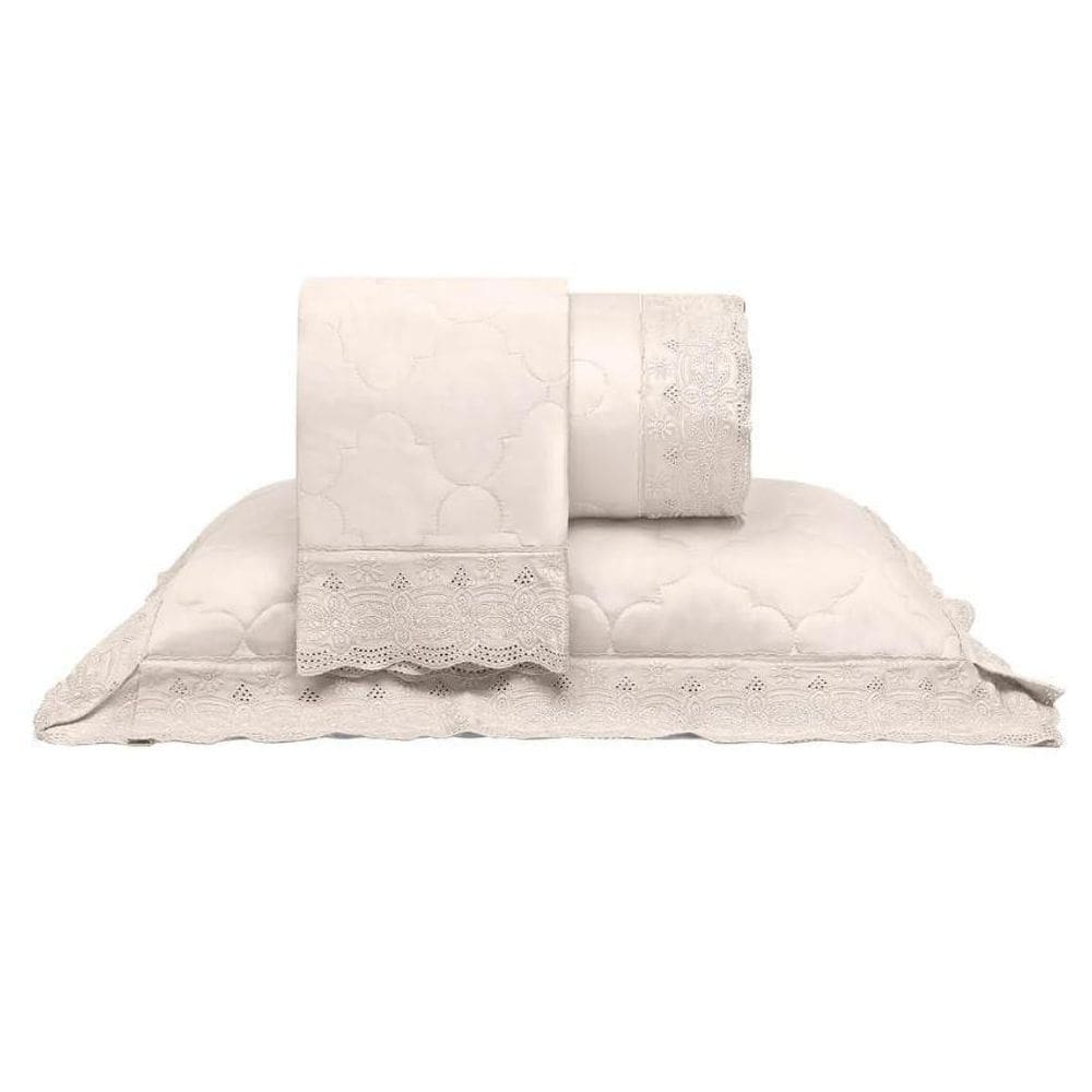 Kit Colcha Queen Cristal Com Renda Luisa 300 Fios Buettner