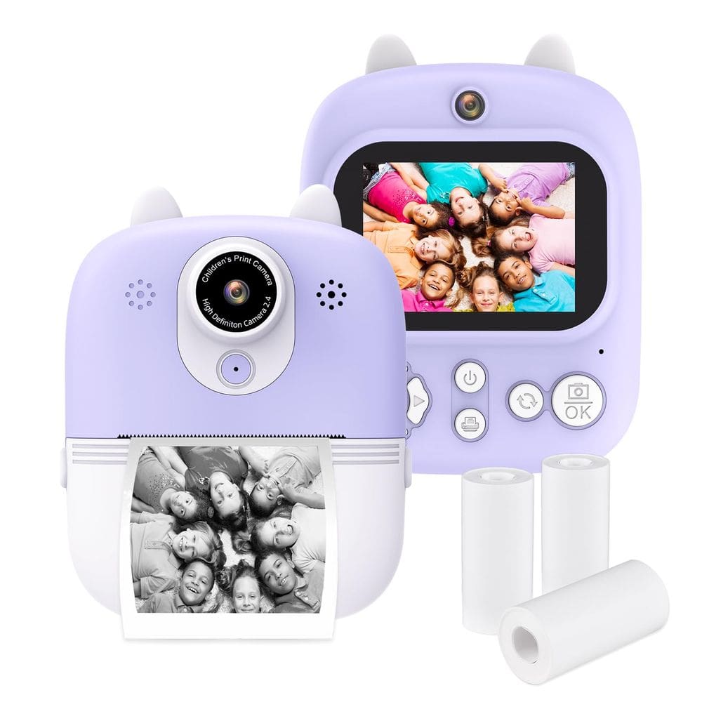 Câmera instantânea multifuncional 3 em 1 12MP 32GB roxa