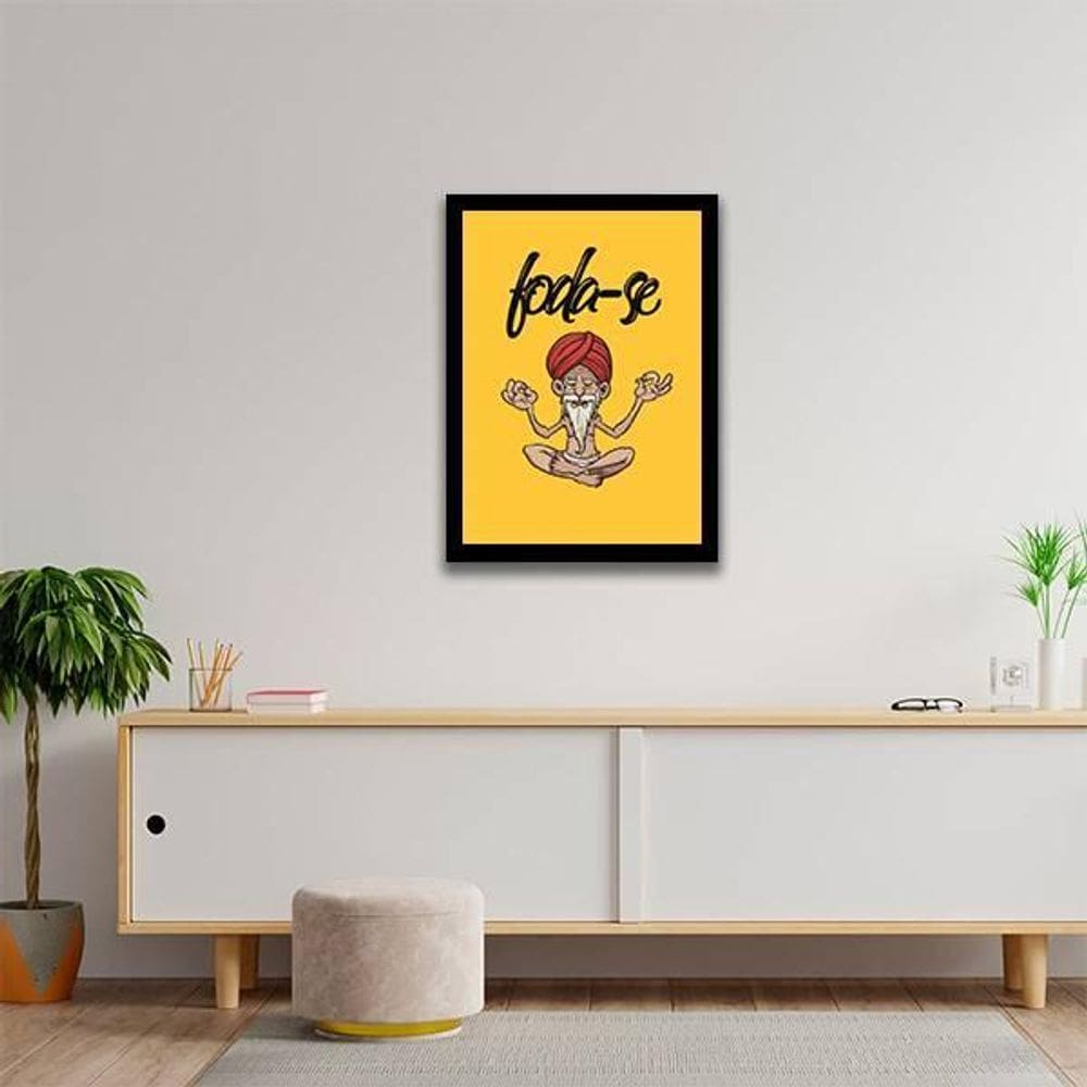 Quadro Meditação -Se 33X24Cm - Com Vidro - Madeira Preta