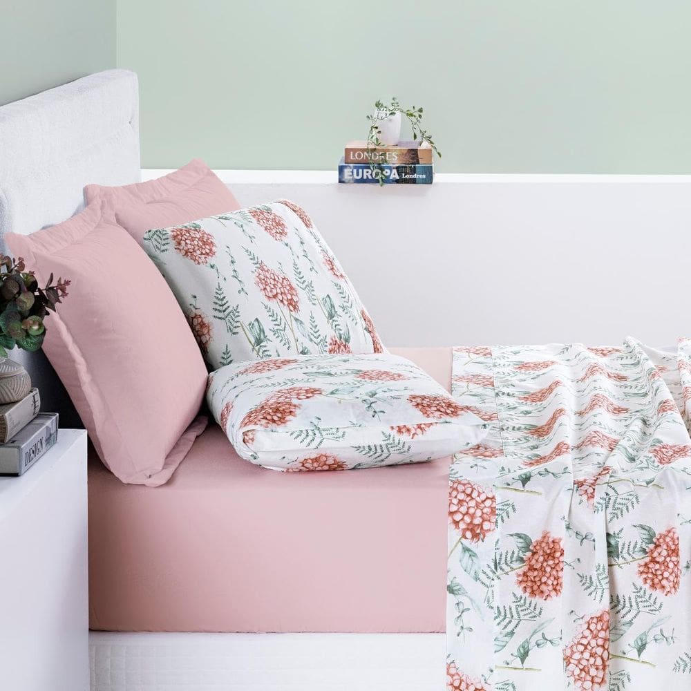 Jogo Lencol King Selin 4Pçs Algodao 200 Fios Bordado Toque