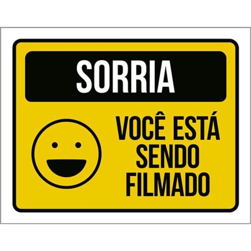 Kit 3 Placa Sorria Você Sendo Filmado Amarela Sorriso 36X46