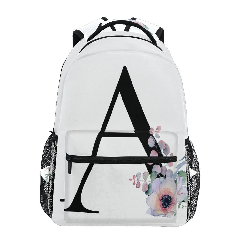 Mochila TropicalLife Letter A com flor para caminhadas e viagens
