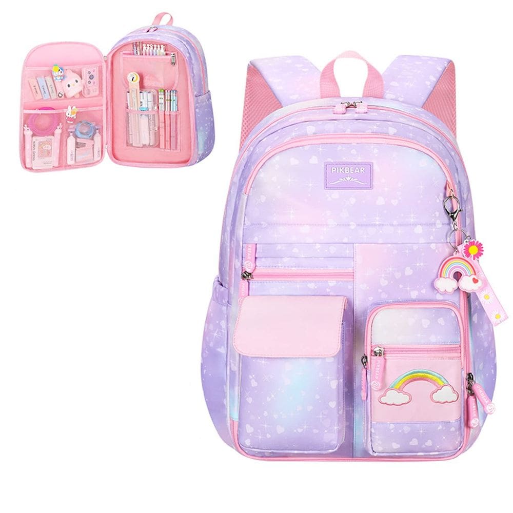 Mochila Muizary Rainbow para meninas com compartimento para laptop de 18”