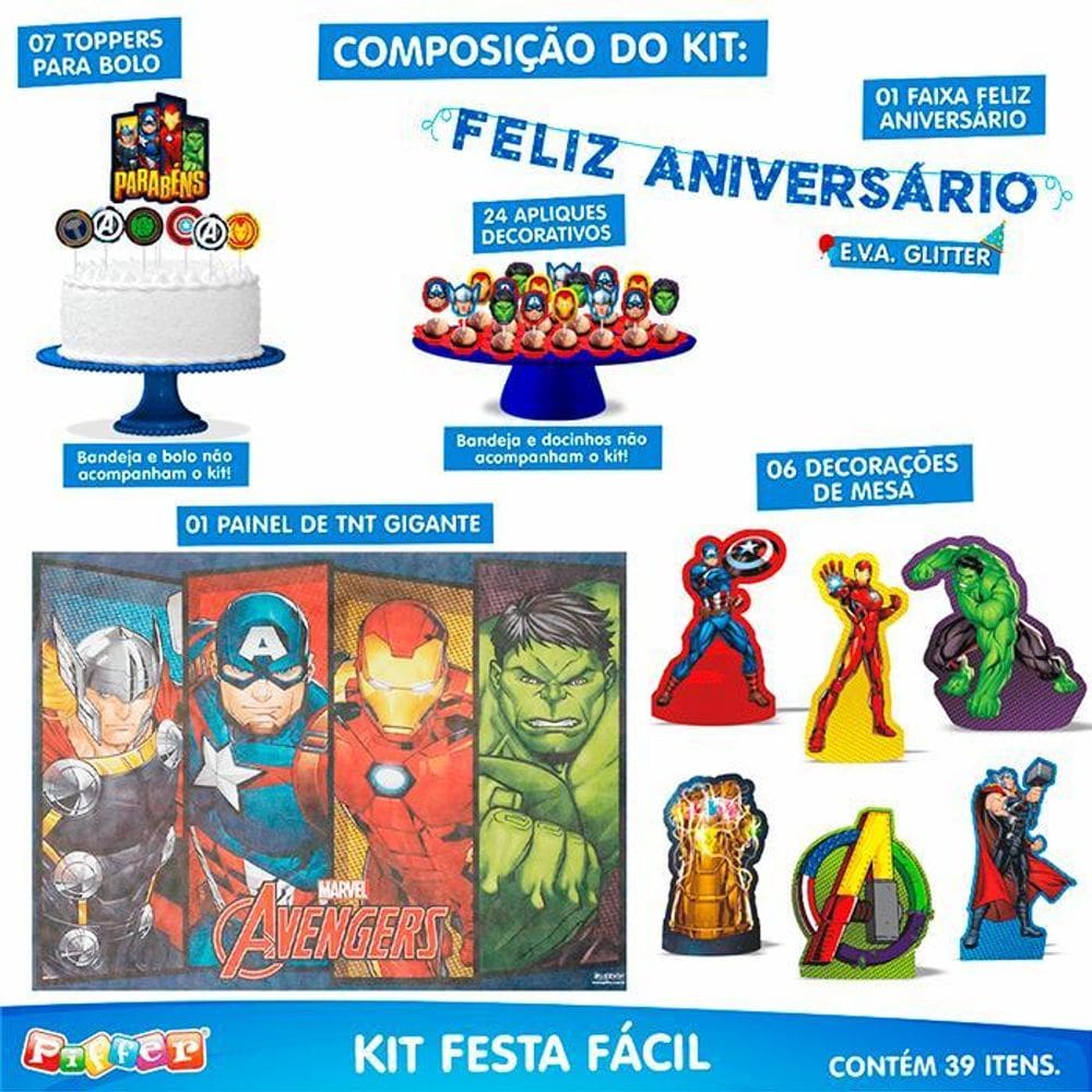 Kit Festa Fácil Aniversário 39Pçs - Os Vingadores