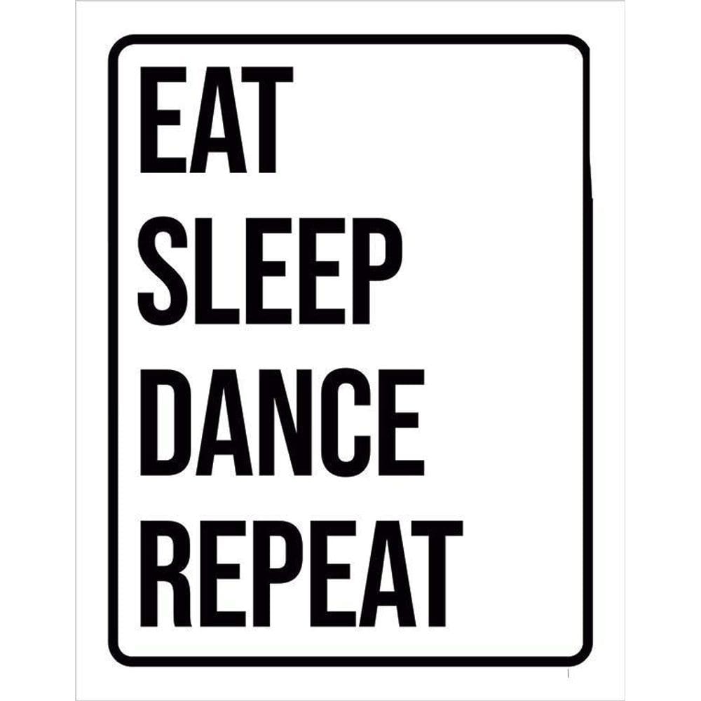 Kit 3 Placas Decorativa Eat Sleep Dance Repeat