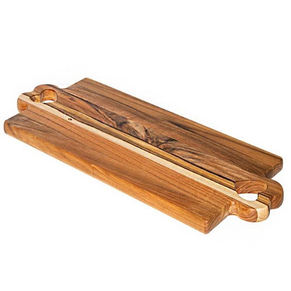 Tábua De Carne Madeira Teca Alça Coração Churrasco Servir
