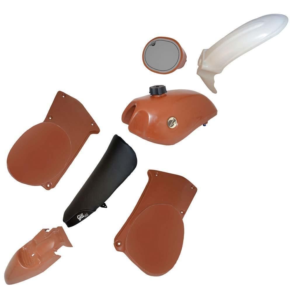 Kit Plástico Retrô Moto Crf, Xl, Xlx, Dt, Xr, Xlr Bco+Marrom